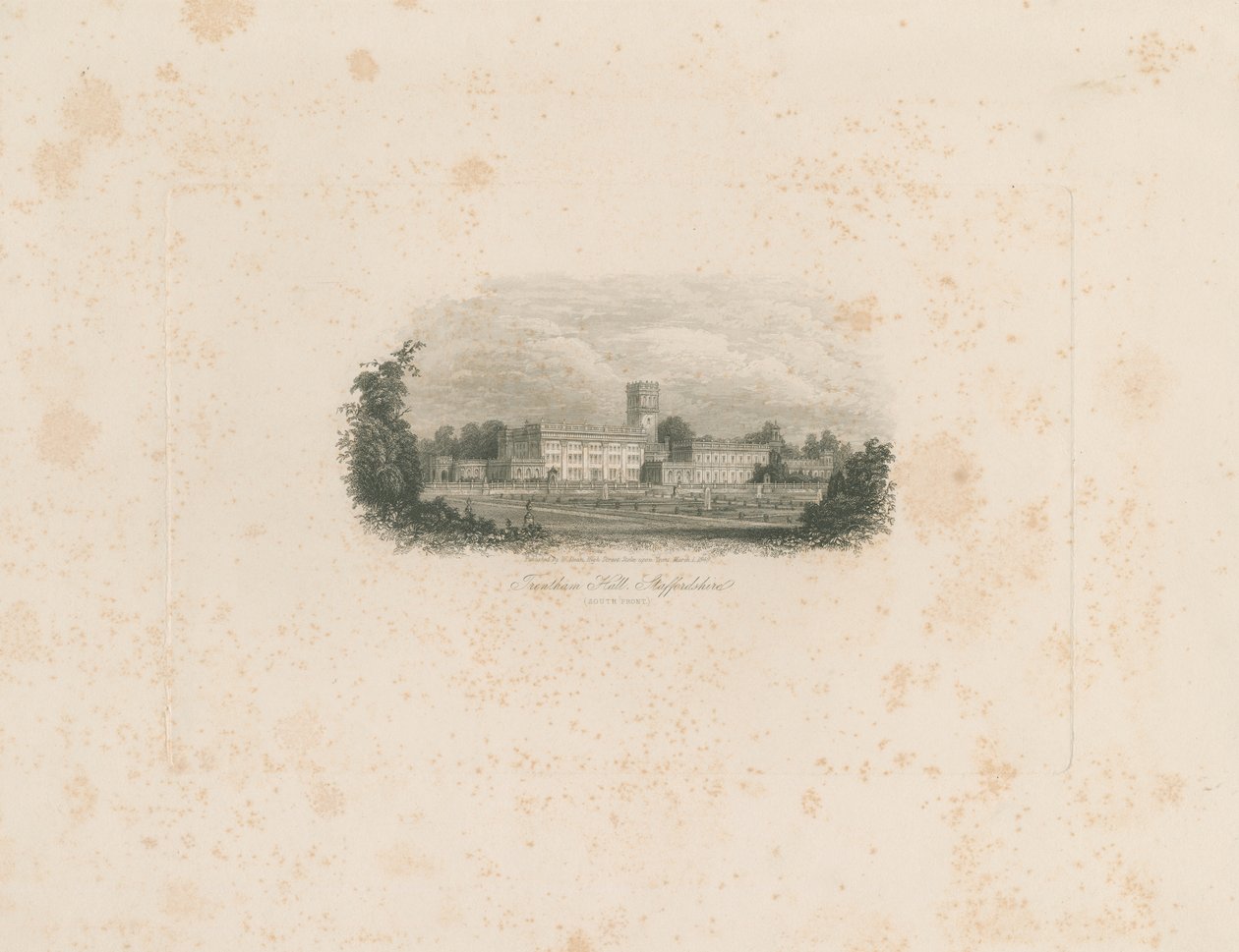 Trentham Hall: steel engravingdani af Unbekannt