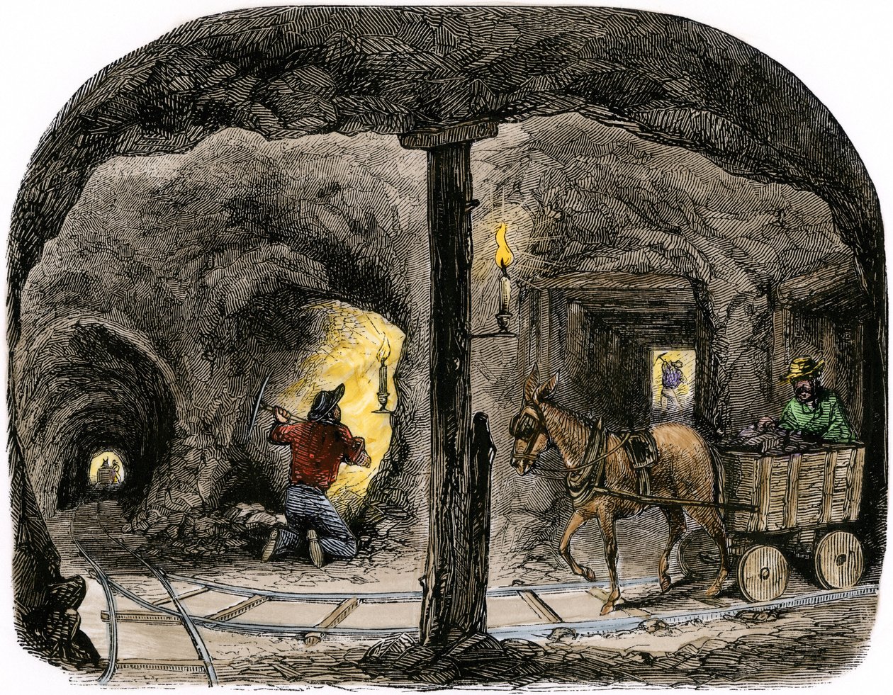 Tunnel i en mine i Californien af Unbekannter Künstler
