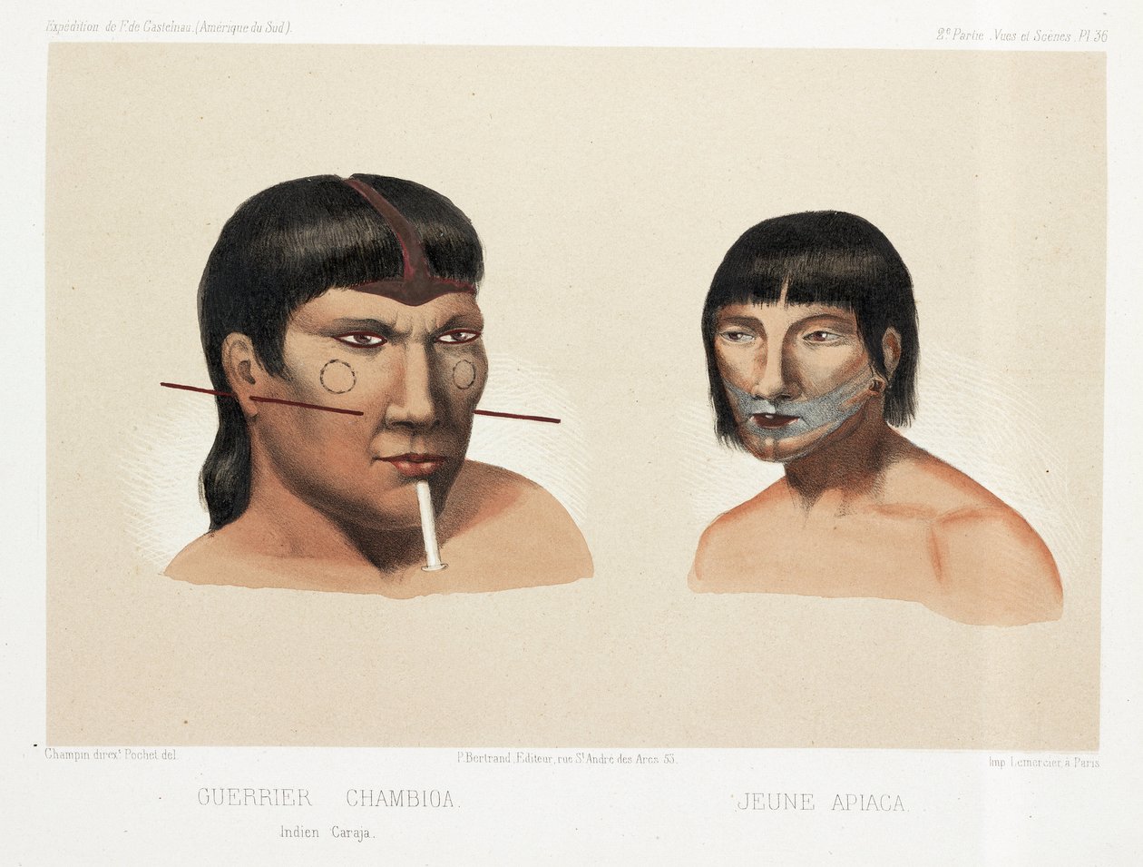 To sydamerikanske indianere, c 1843-1847 af Unbekannt