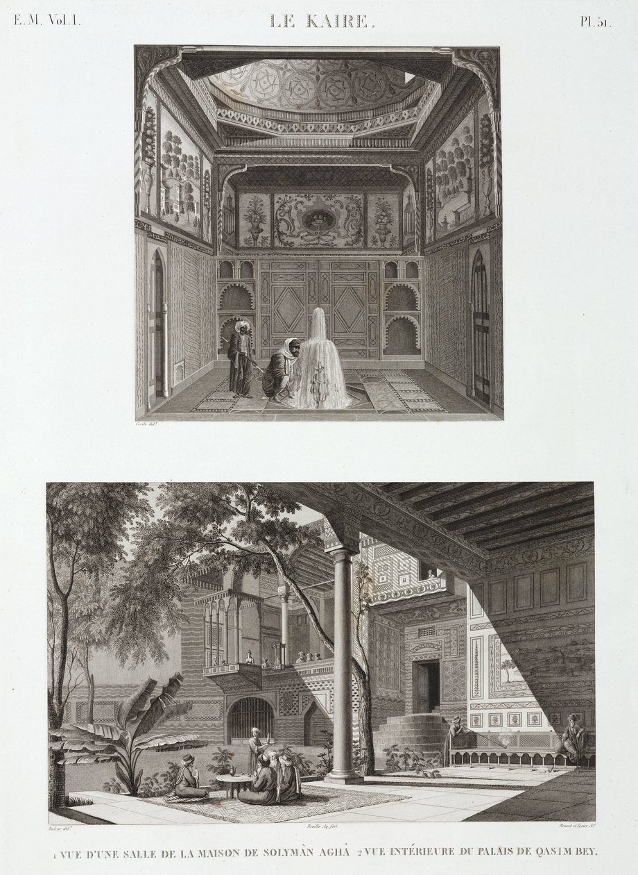 To eksempler på islamisk arkitektur, Cairo, Egypten, ca 1798 af Unbekannt