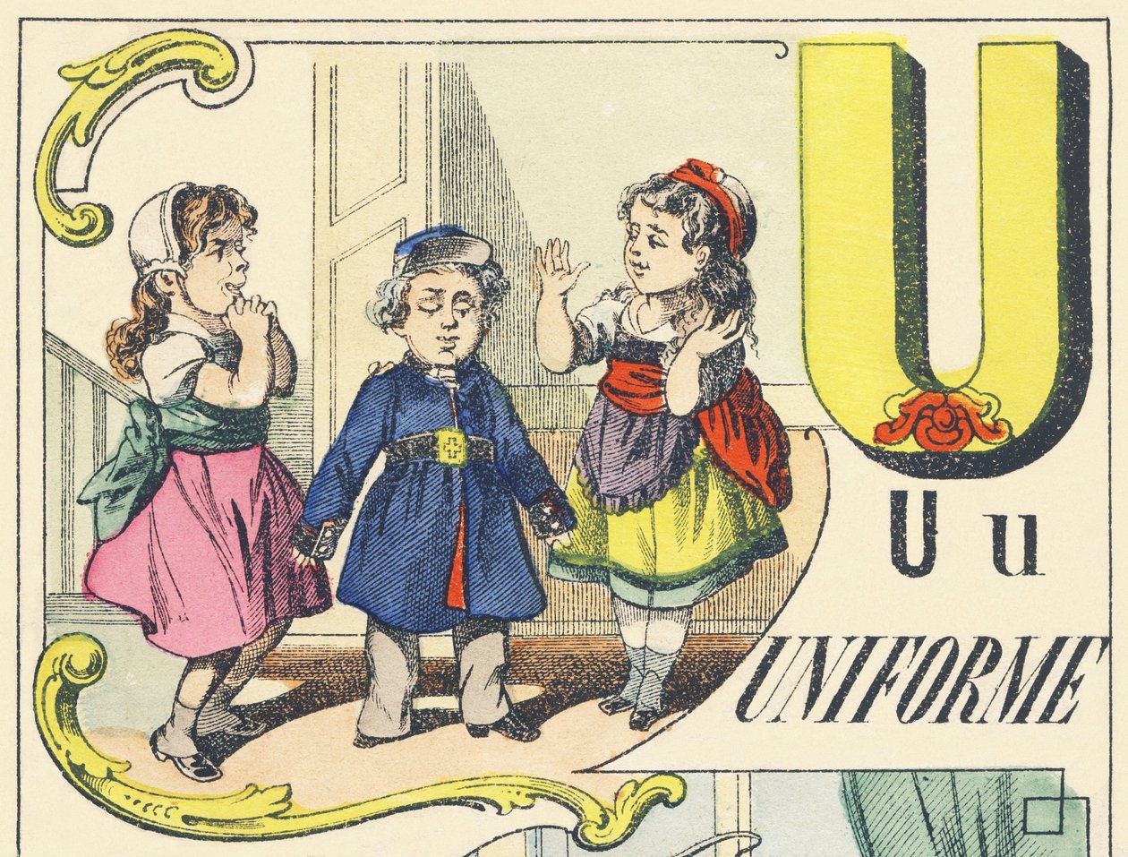 U: uniform - Spilalfabet, ca. 1890 (illustration) af Unbekannt