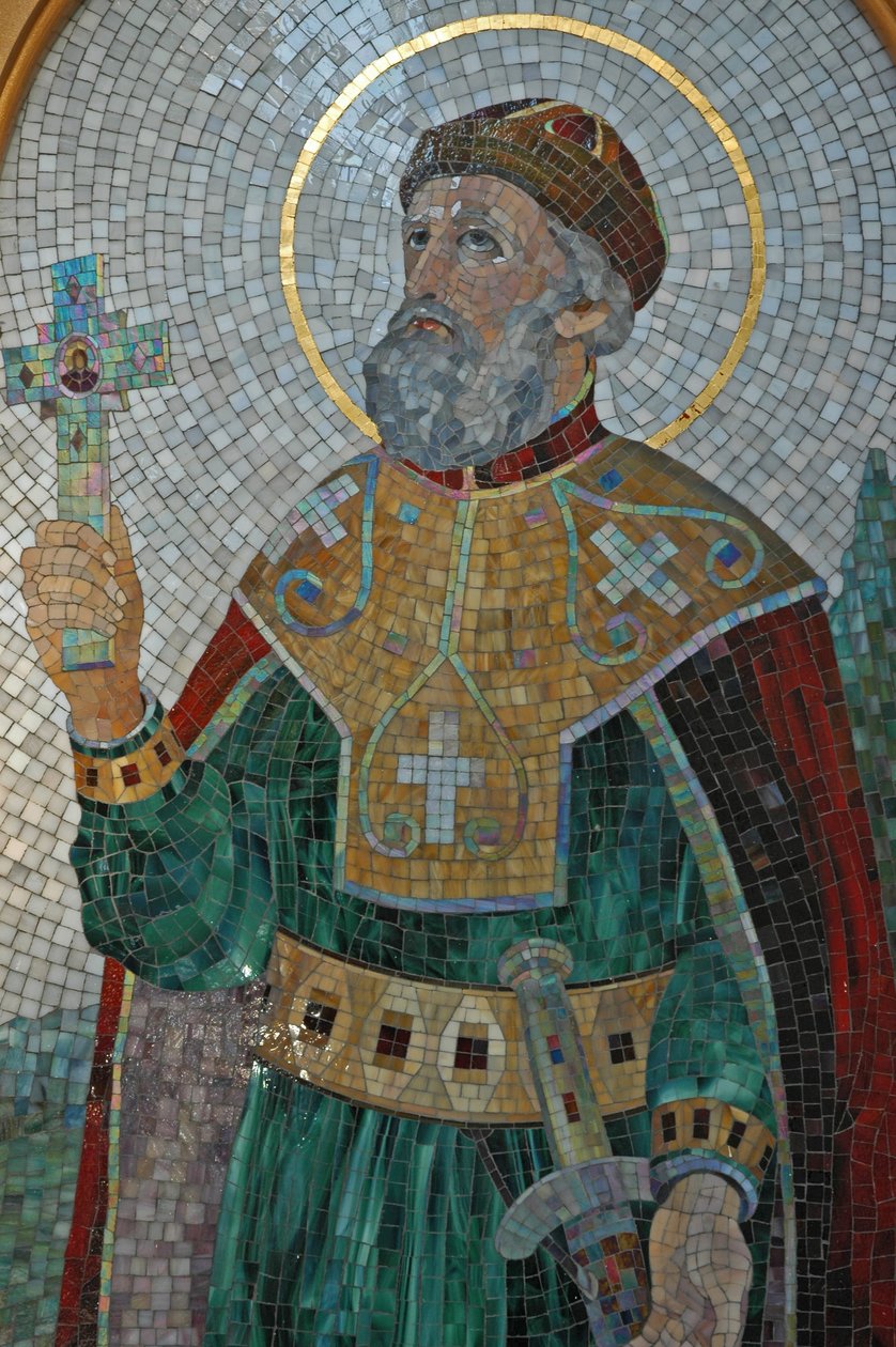 Ukraine, Kiev, St. Illyaa ortodokse katedral og nonnekloster (byzantinsk), mosaik af Skt. Vladimir af Unbekannter Künstler