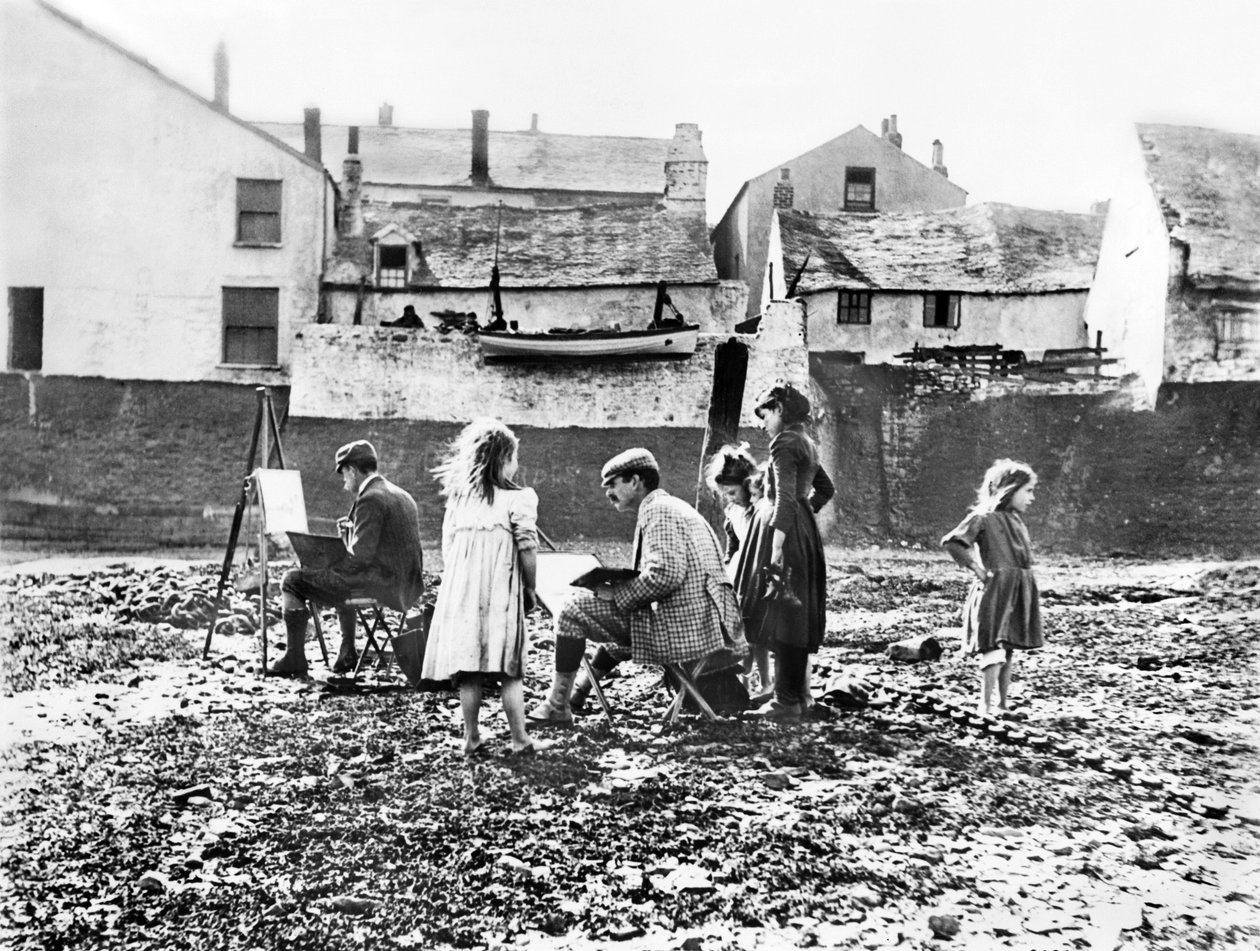 Storbritannien: Kunstnere maler ved floden Torridge. Appledore, Devon af Unbekannt