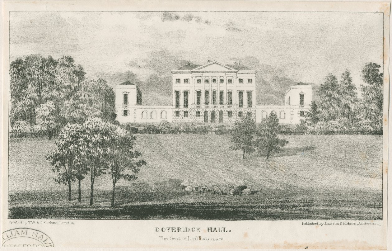 Uttoxeter - Doveridge Hall: lithograph, nd [c 1839] dani af Unbekannt