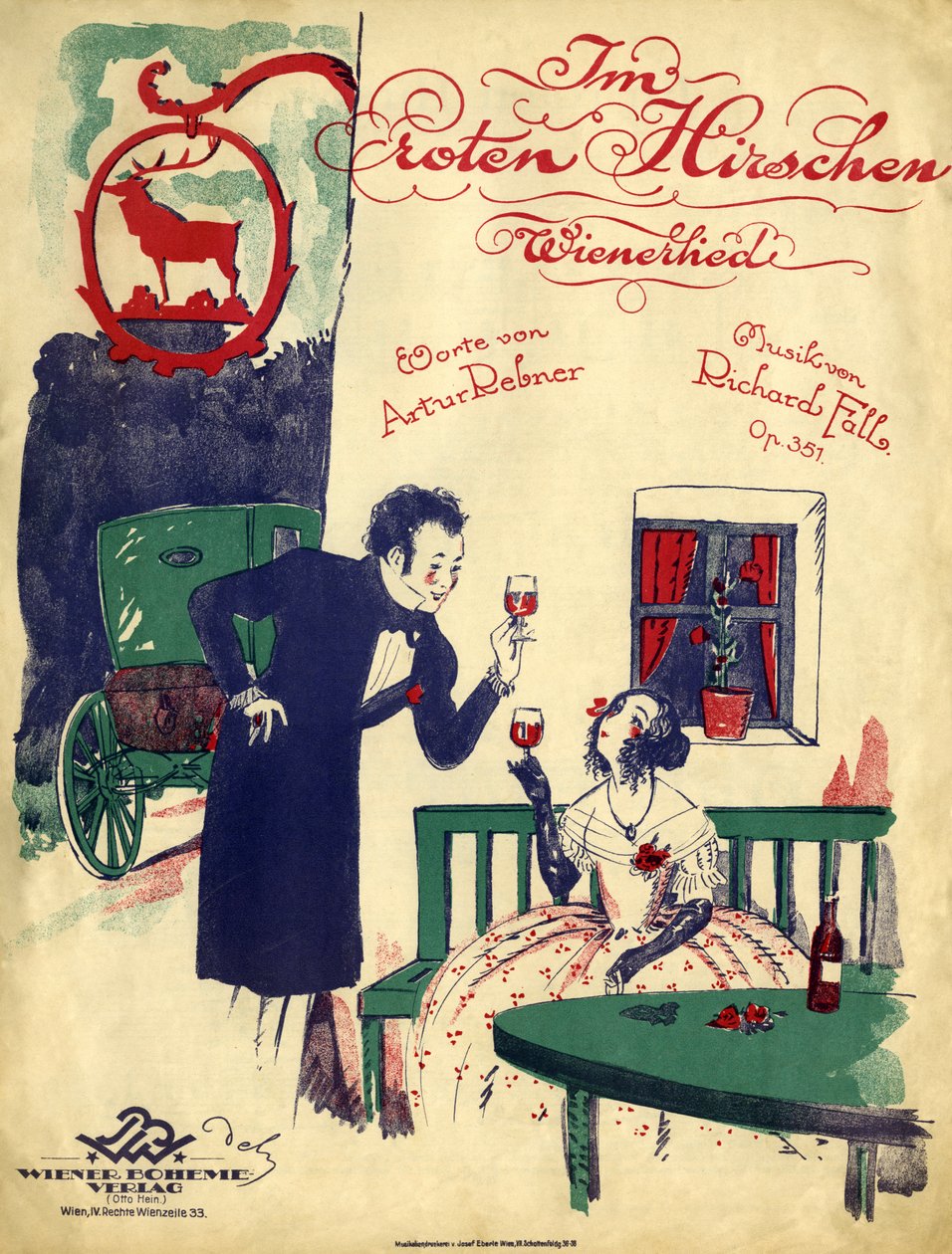 Wiener romantik - par fra begyndelsen af det 19. århundrede drikker rødvin og skåler i 