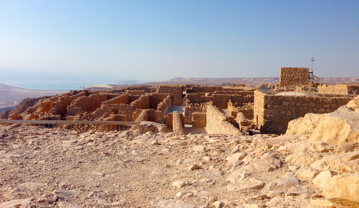 Udsigt fra Masada til Det Døde Hav (foto) af Unbekannt