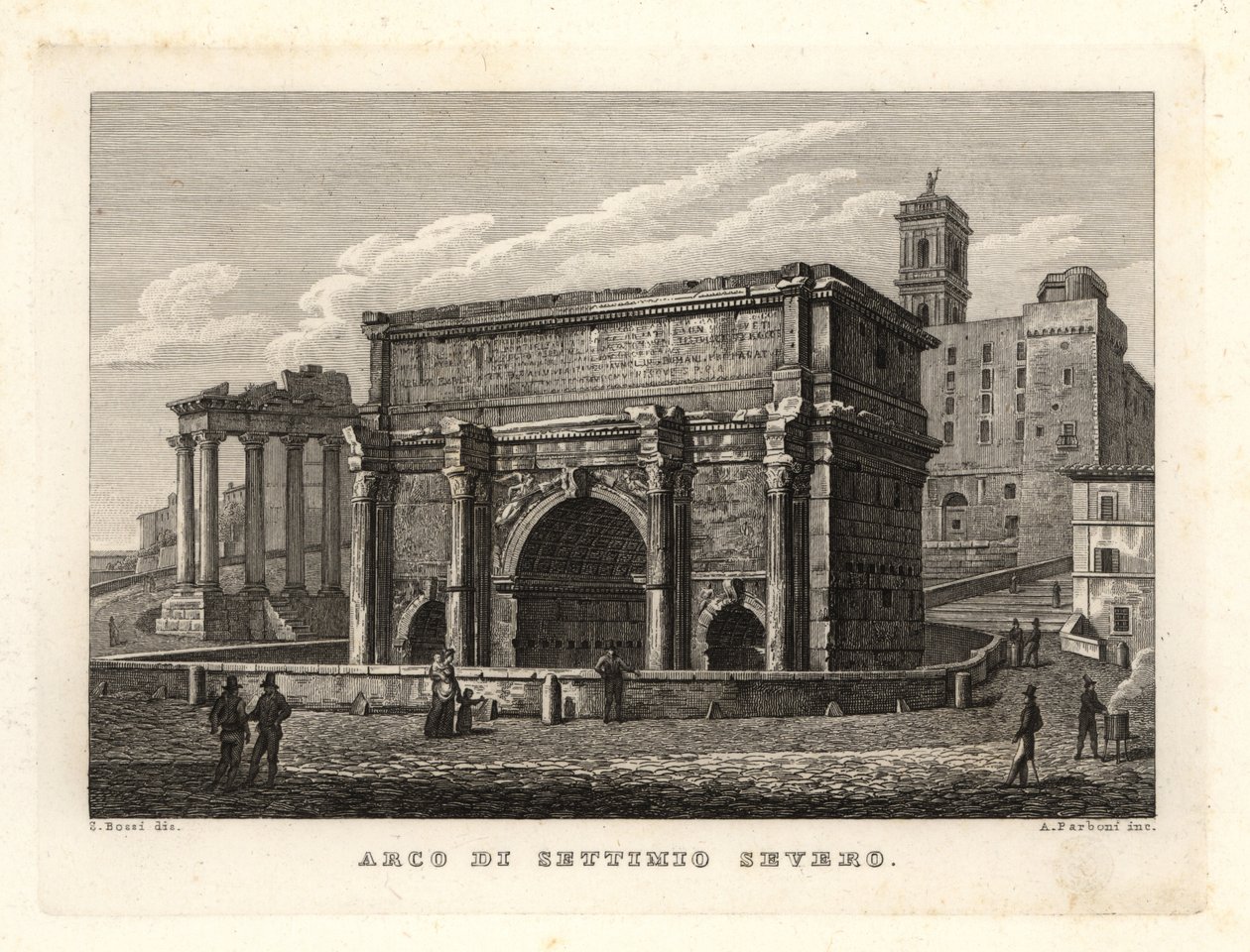 Udsigt over Septimius Severus bue, Arco di Settimio Severo, Rom af Unbekannt