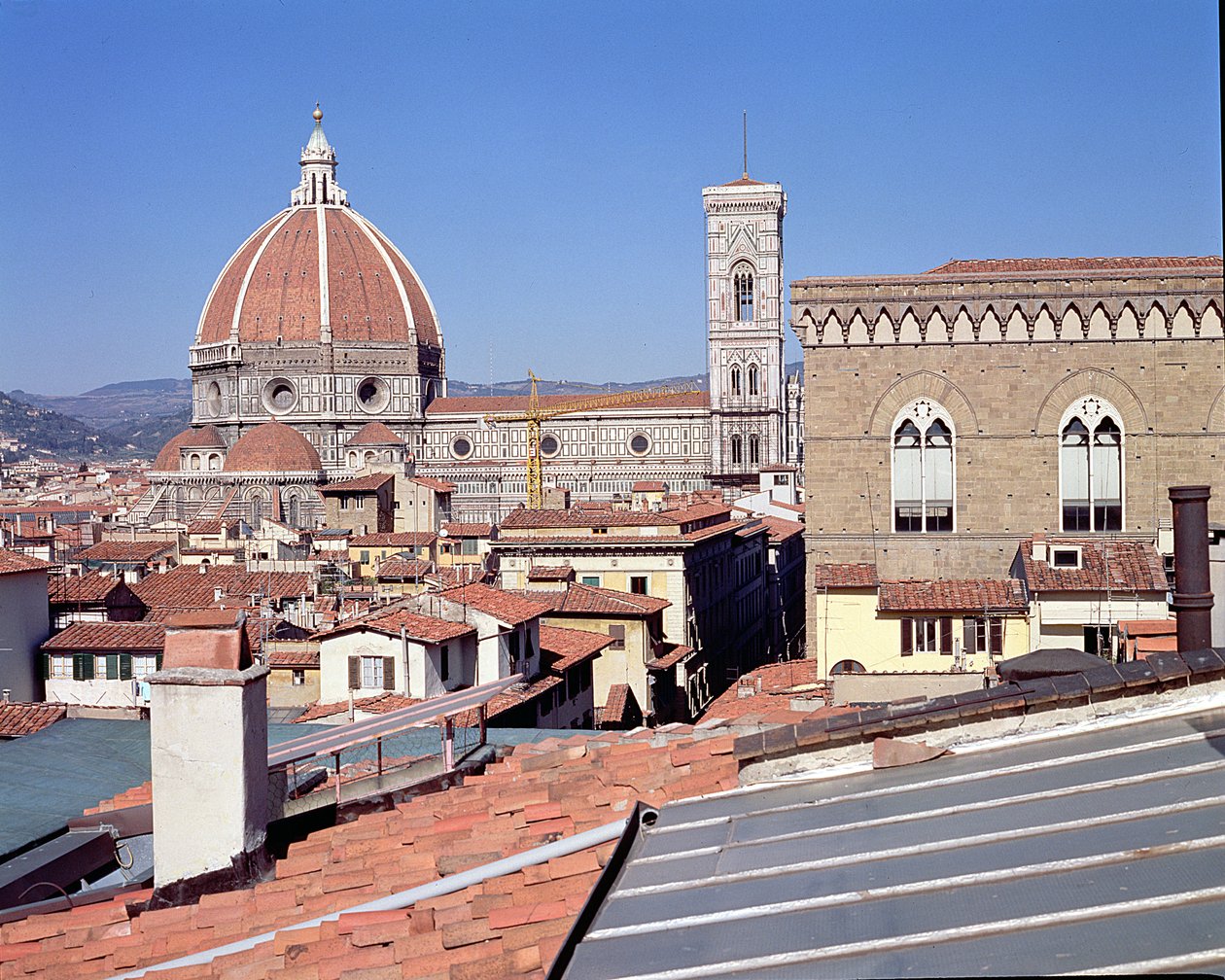 Udsigt over katedralen, Campanile og Orsanmichele (foto) af Unbekannt