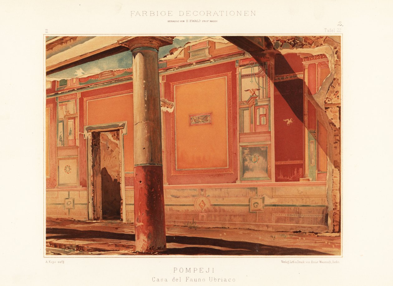 Udsigt over den berusede fauns hus, Pompeji. 1896 (kromolitografi) af Unbekannter Künstler
