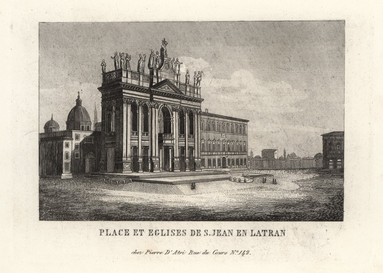 Udsigt over stedet og den pavelige ærkebasilika St. John i Lateran, Lateranbasilikaen, Rom af Unbekannt