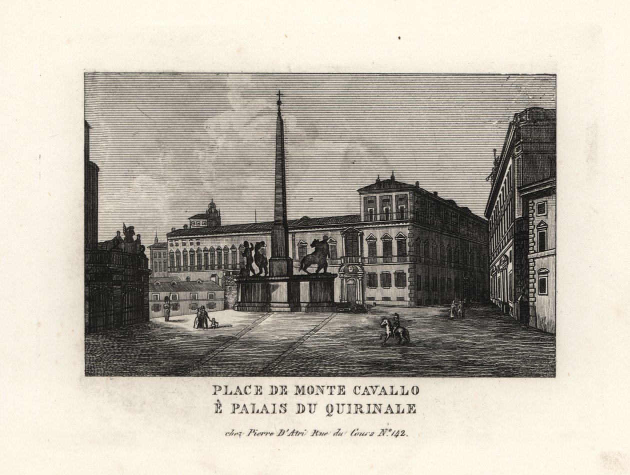 Udsigt over Quirinalpaladset og -pladsen, Palazzo del Quirinale og Piazza del Quirinale, Rom af Unbekannt