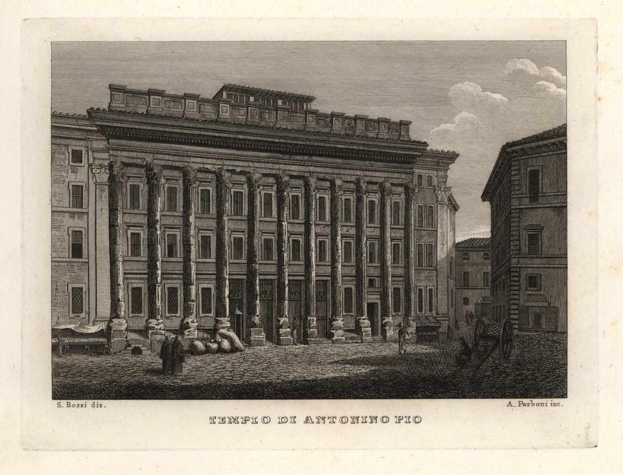 Udsigt over Antoninus og Faustinas tempel, Tempio di Antonino Pio, Rom af Unbekannt