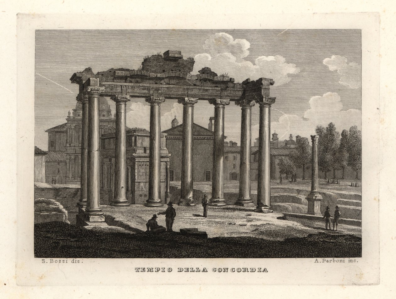 Udsigt over Concordtemplet, Tempio della Concordia, Rom af Unbekannt