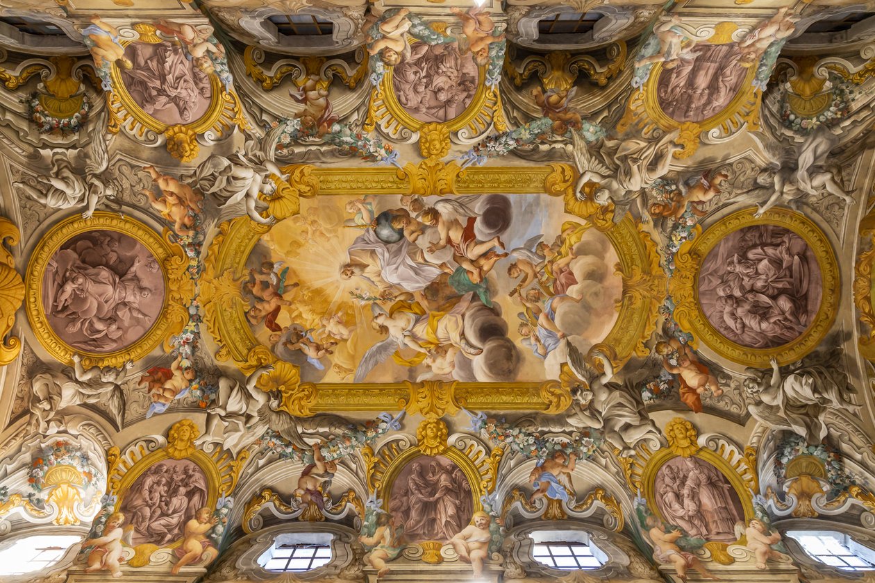 Udsigt til loftet, Nunziatina-kirken, Todi, Umbrien, Italien (foto) af Unbekannter Künstler