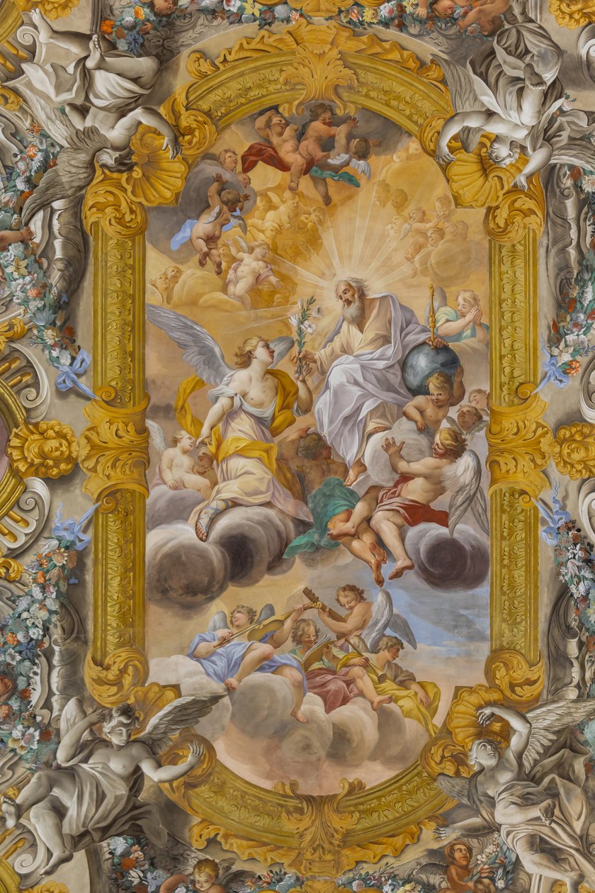 Udsigt til loftet, Nunziatina-kirken, Todi, Umbrien, Italien (foto) af Unbekannter Künstler