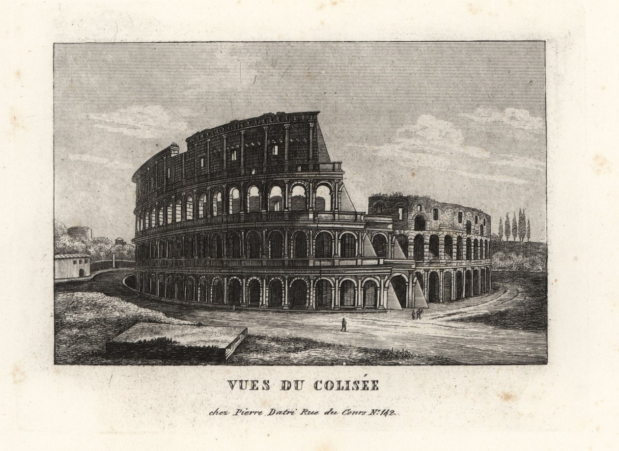 Udsigt over ruinerne af Colosseum, Amphitheatrum Flavium, Rom af Unbekannt