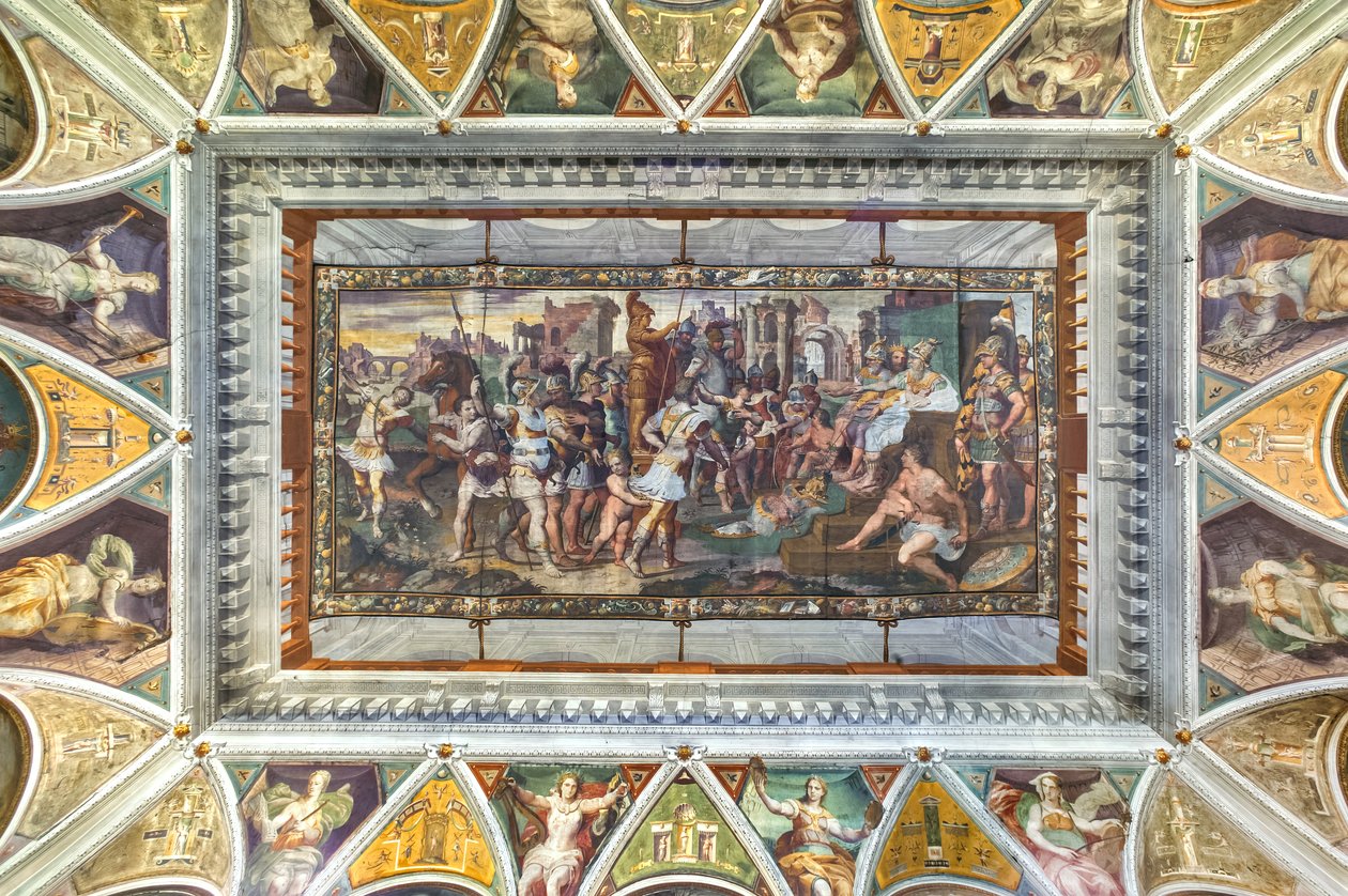 Udsigt over hvælvingen i Room of Ulysses, Palazzo della Prefettura, Bergamo, Italien (foto) af Unbekannter Künstler