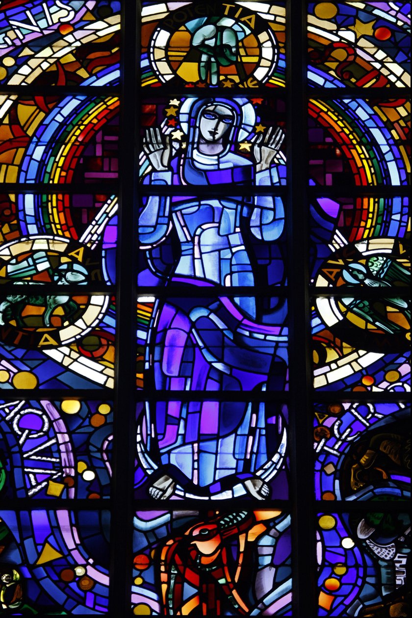 Jomfru Maria farvet glas i Notre-Dame-de-la-Trinite kirke af Louis Barillet & Jean Le Chevallier, Blois, Frankrig af Unbekannt