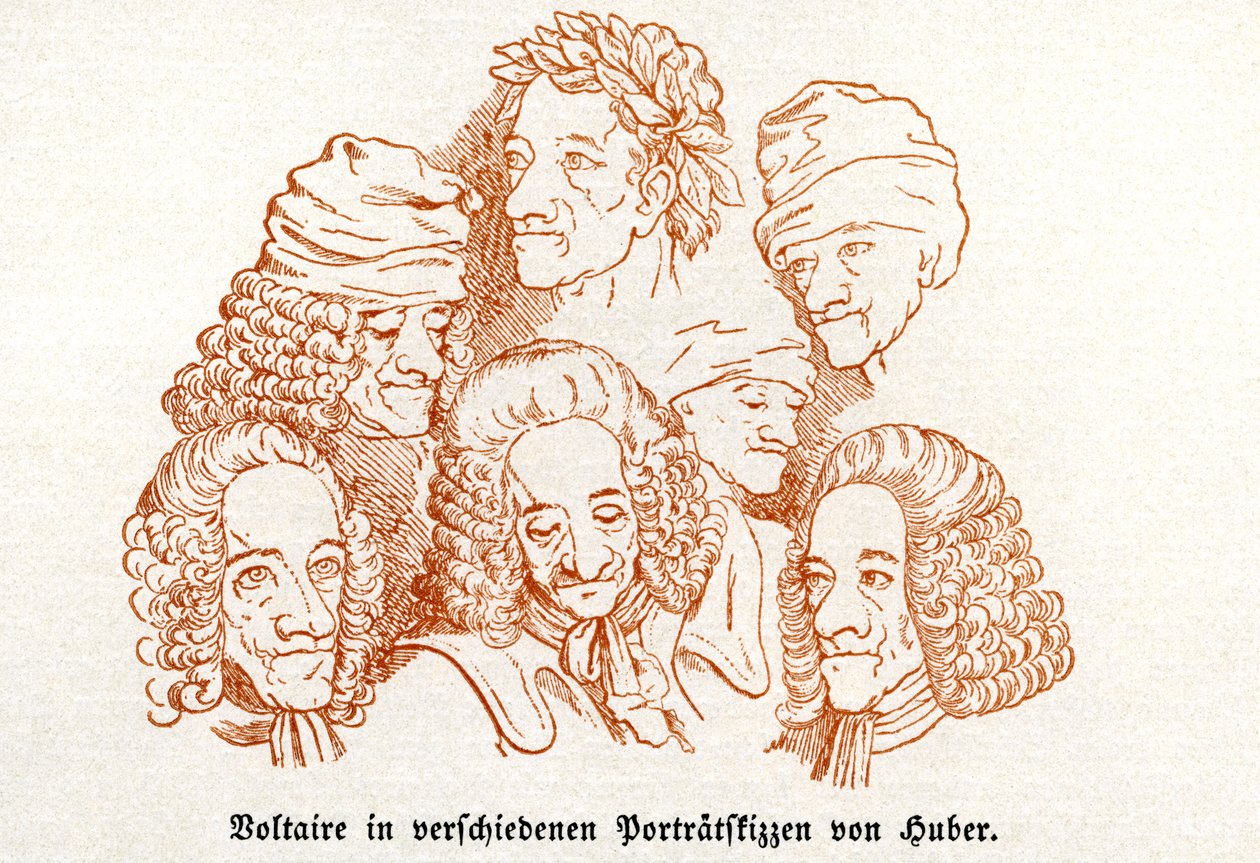 Voltaire. Forskellige skitserede portrætter. af Unbekannter Künstler