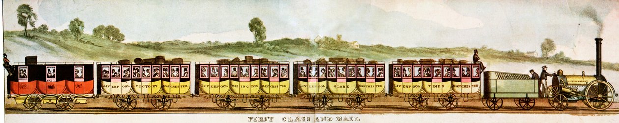 Vogne til passagerer på første klasse, Liverpool-Manchester Railway af Unbekannter Künstler