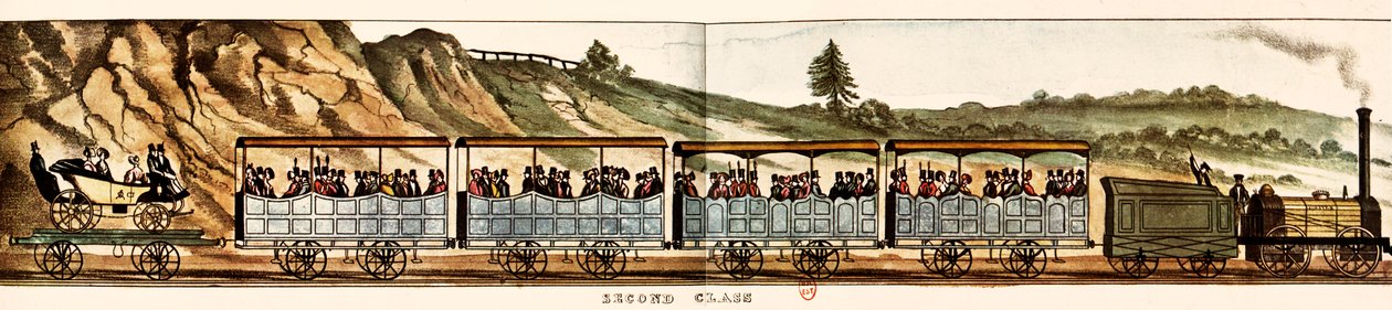 Vogne til passagerer på anden klasse, Liverpool-Manchester Railway af Unbekannter Künstler
