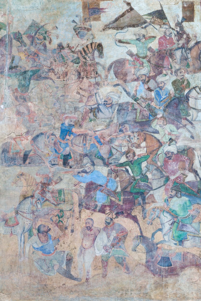 Vægmalerier ved Qeysarieh-portalen, Naqsh-e Jahan Imam-pladsen, Esfahan, Iran (fresko) af Unbekannter Künstler