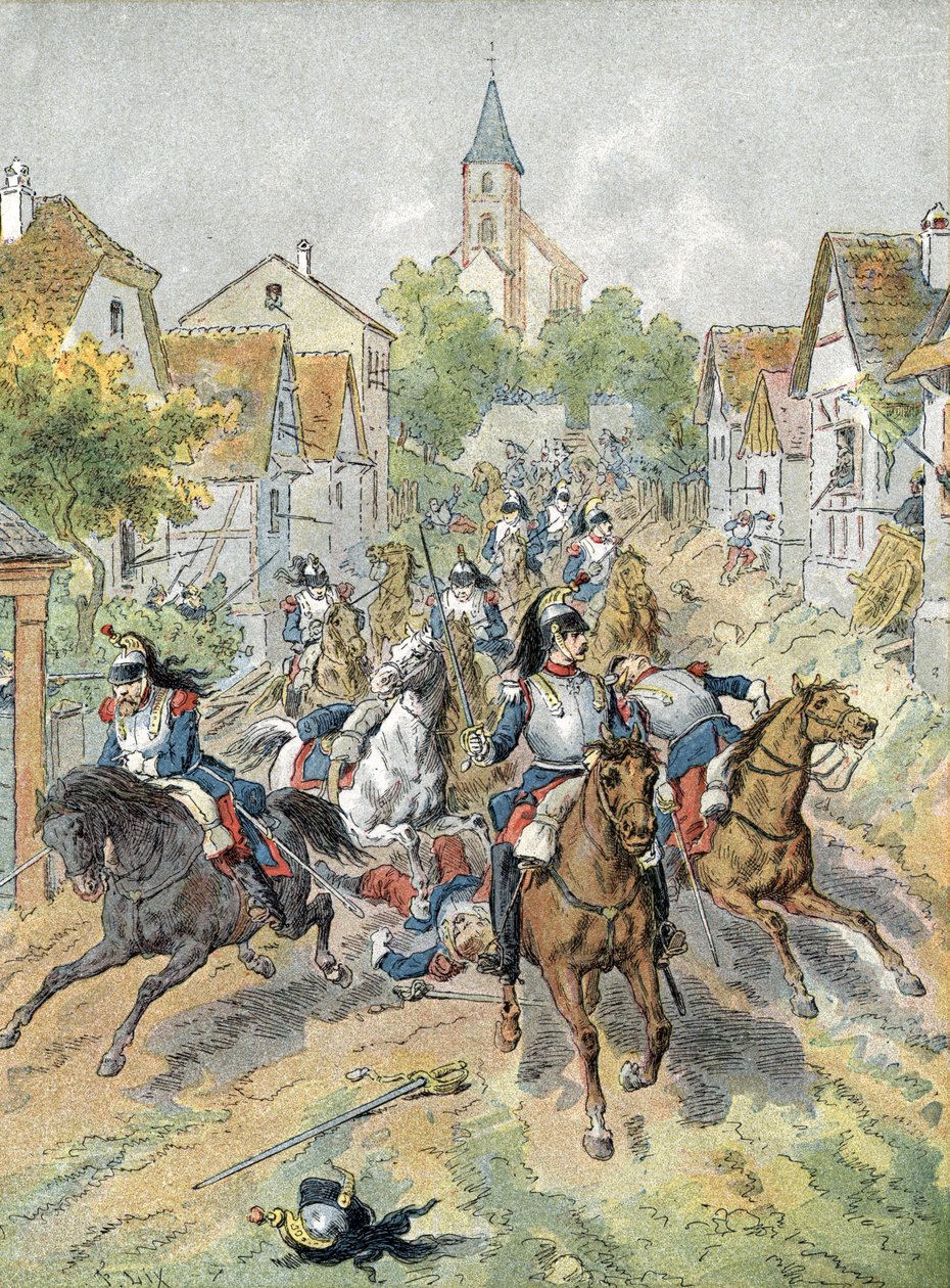 1870-krigen: anklage over kyrasser under slaget ved Froeschwiller-Woerth (1870) af Unbekannter Künstler