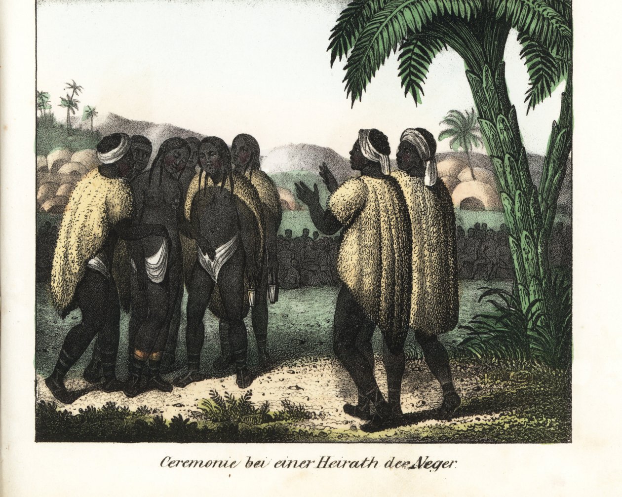 Bryllupsceremoni i en stamme i Senegal. Litografi til bogen: "Galerie complete en tableaux fideles des peuples d