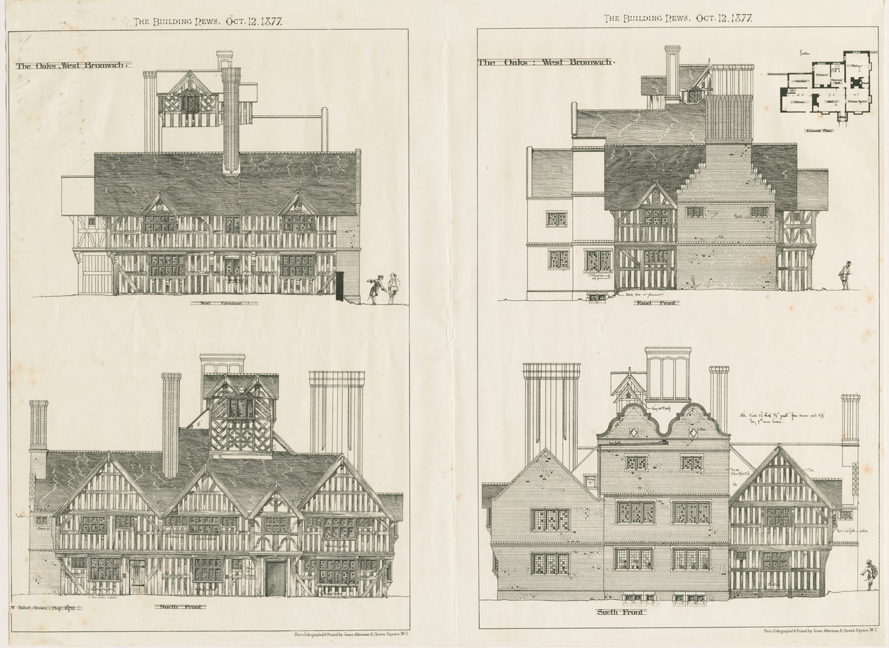 West Bromwich - "The Oaks": Fotolitografi, august 1876 af Unbekannt