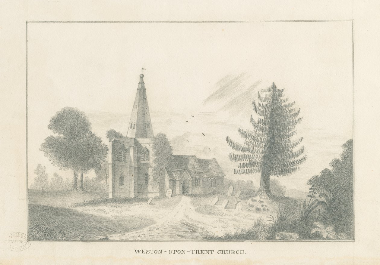 Weston-on-Trent Church: blyantstegning, nd [1800-tallet] af Unbekannt