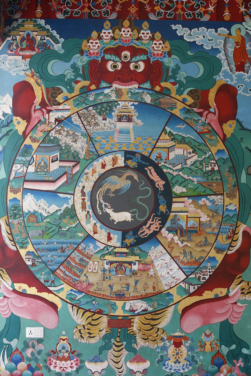 Livets hjul eller Samsaras hjul (Mandala). Kopan kloster, Kathmandu, Nepal af Unbekannt