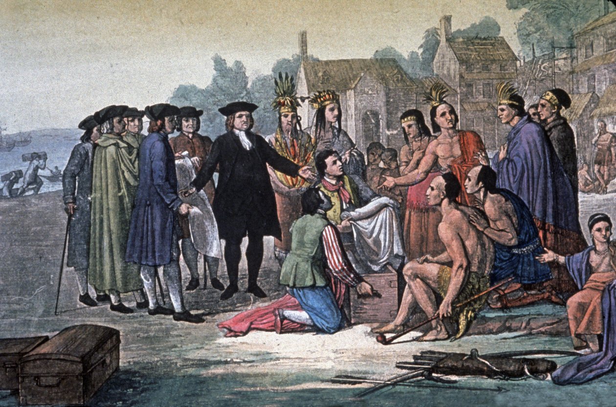 William Penn med indianere fra Delaware-folket, Pennsylvania af Unbekannter Künstler