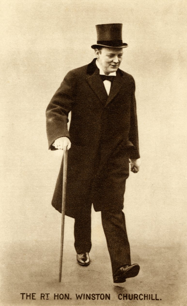 Winston Churchill besøger premierminister Herbert Henry Asquith mandag den 26. 1914 (s/h-foto) af Unbekannter Künstler