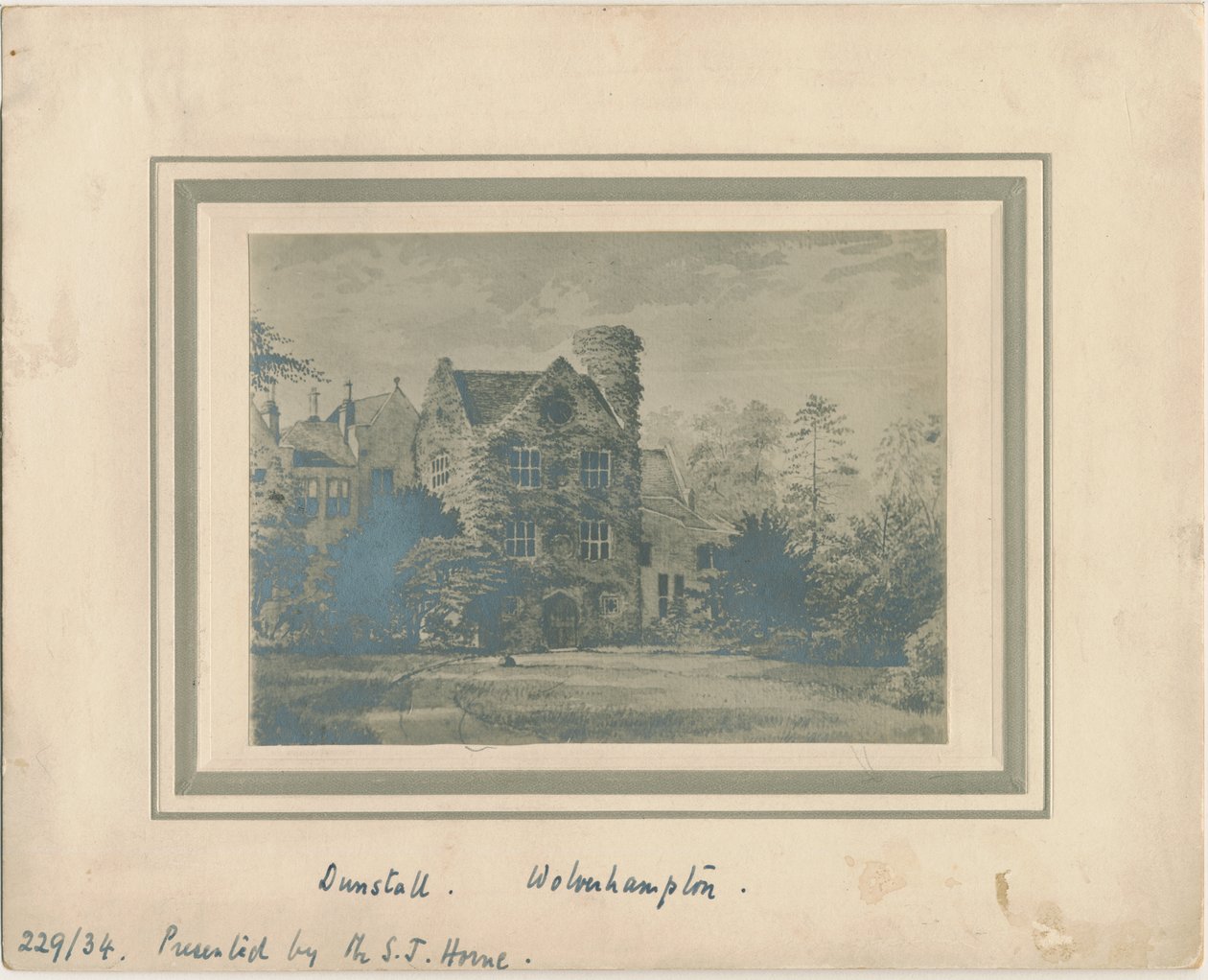 Wolverhampton - Dunstall Hall: fotografi af et vandfarvemaleri, og [c 1860] af Unbekannt