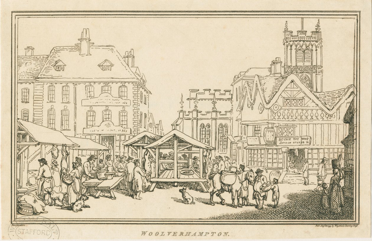 Wolverhampton - Market Place: etching, nd [c 1799] af Unbekannt