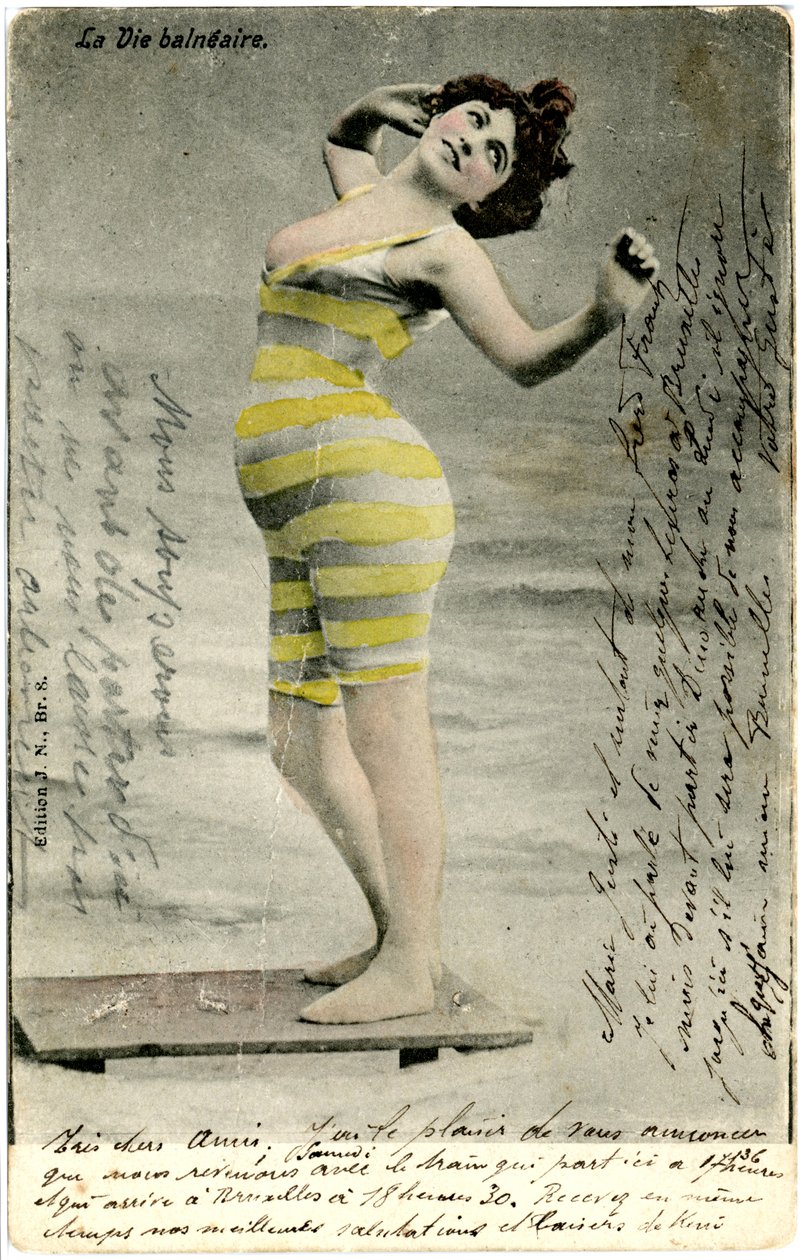 Kvinde i badetøj, ca. begyndelsen af 1900-tallet (postkort) af Alec Hunter