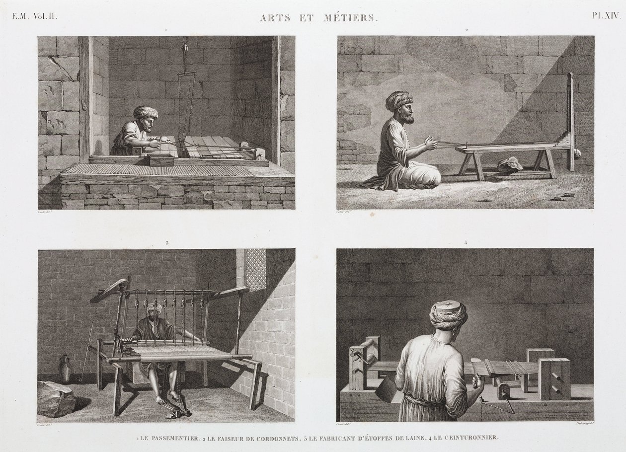 Uld og kamgarn, Vævevævning, Egypten, c 1798 af Unbekannt