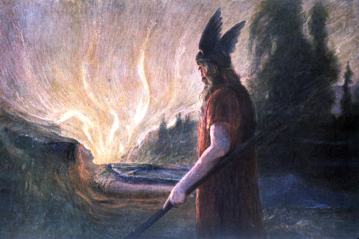 Wotan foran Brunnhilds pæl, begyndelsen af det 20. århundrede (postkort) af Unbekannter Künstler