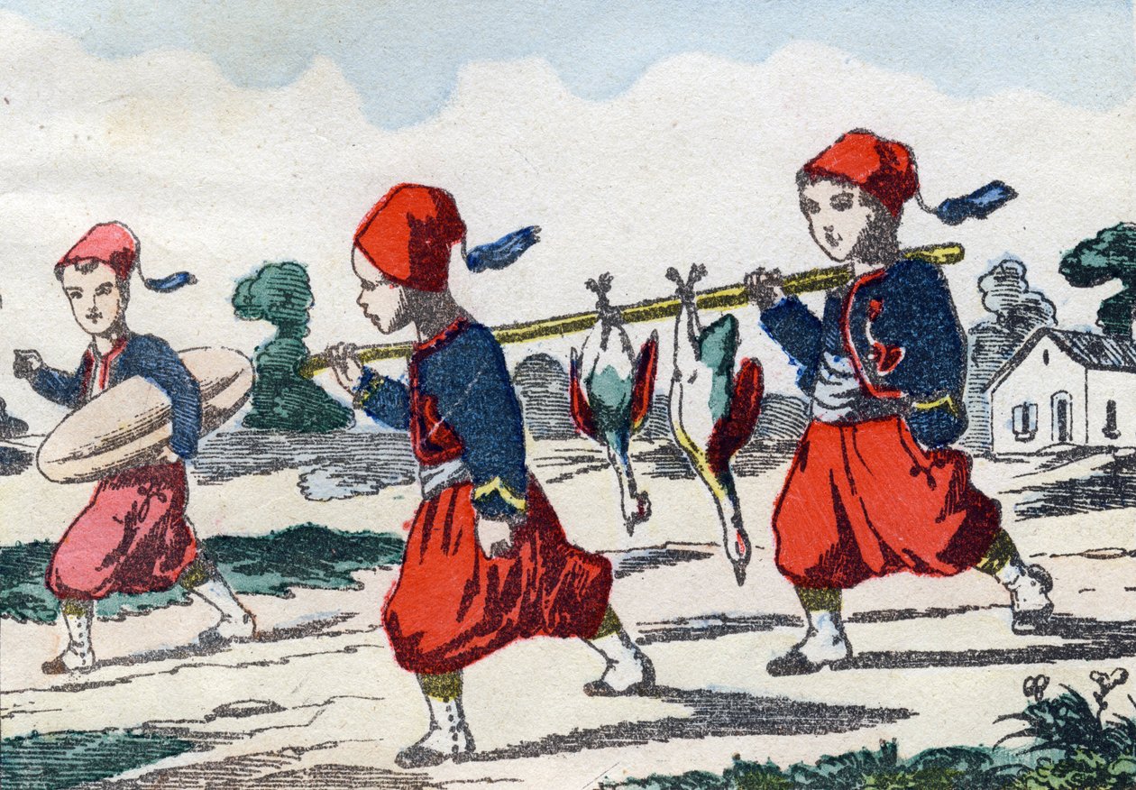 Zouave. Indgravering i "Børns militæralfabet"". Billedsprog af Pont-a-Mousson, ca. 1890. 20 sider. Sol: 28,5x21 cm af Unbekannt