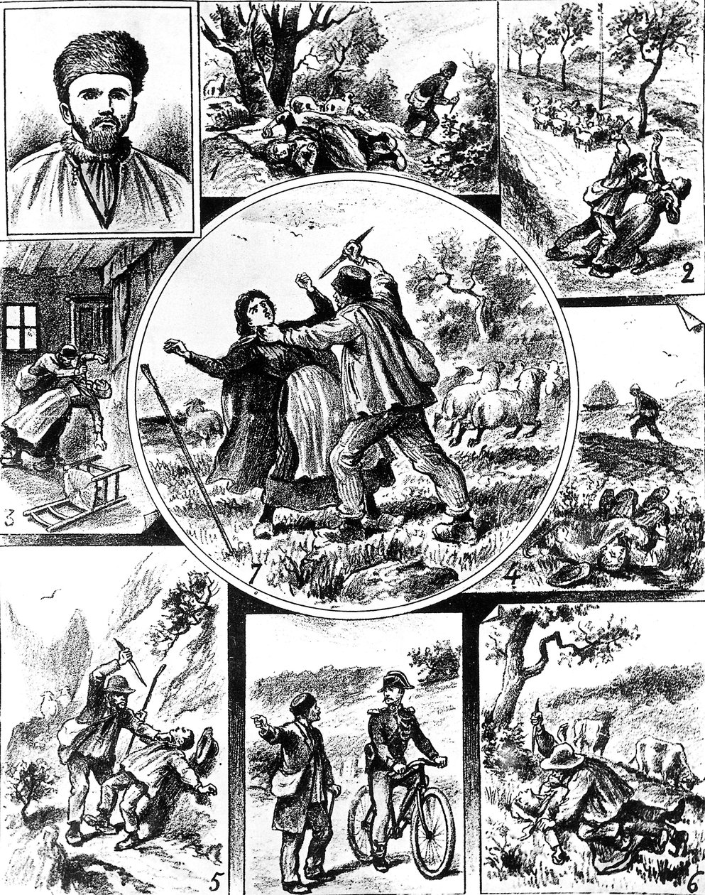 Vacher-affæren, i Frankrig sidst i det 19. århundrede, en af de første seriemordere, i 1895-1898, gravering af Unbekannt