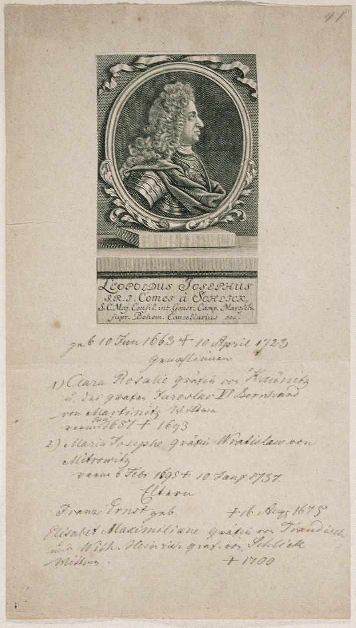 Feltmarskal Leopold Joseph von Schlik af Unbekannter Stecher