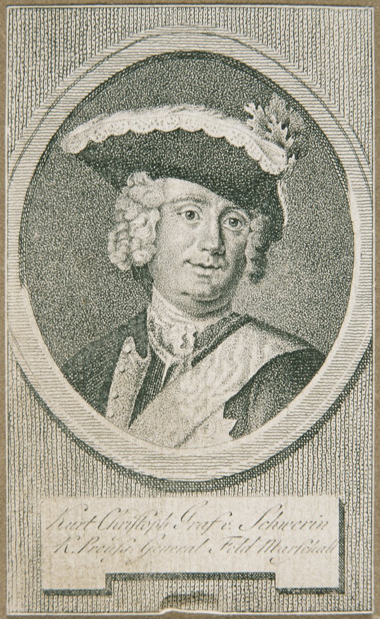 Den preussiske feltmarskal Kurt Christoph Graf von Schwerin af Unbekannter Stecher