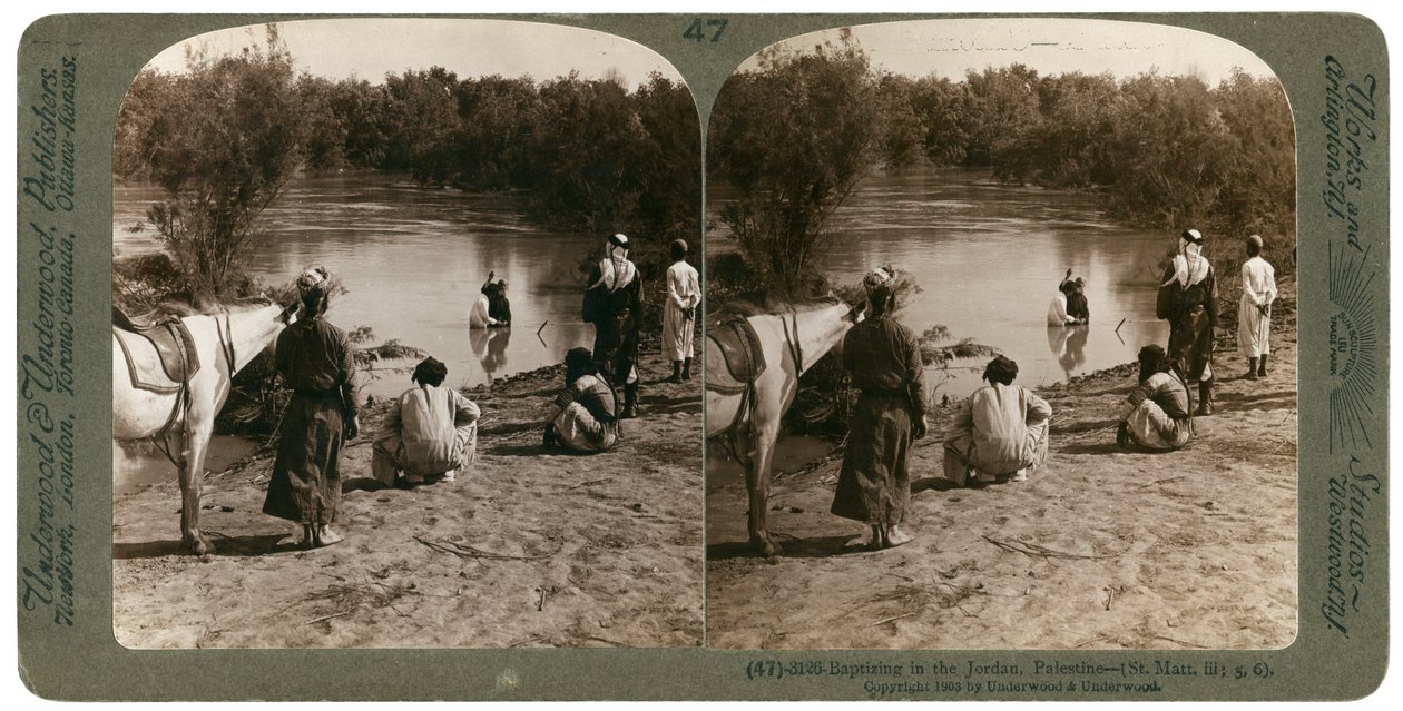 Dåb i Jordanfloden, Palæstina, 1903. af Underwood and Underwood