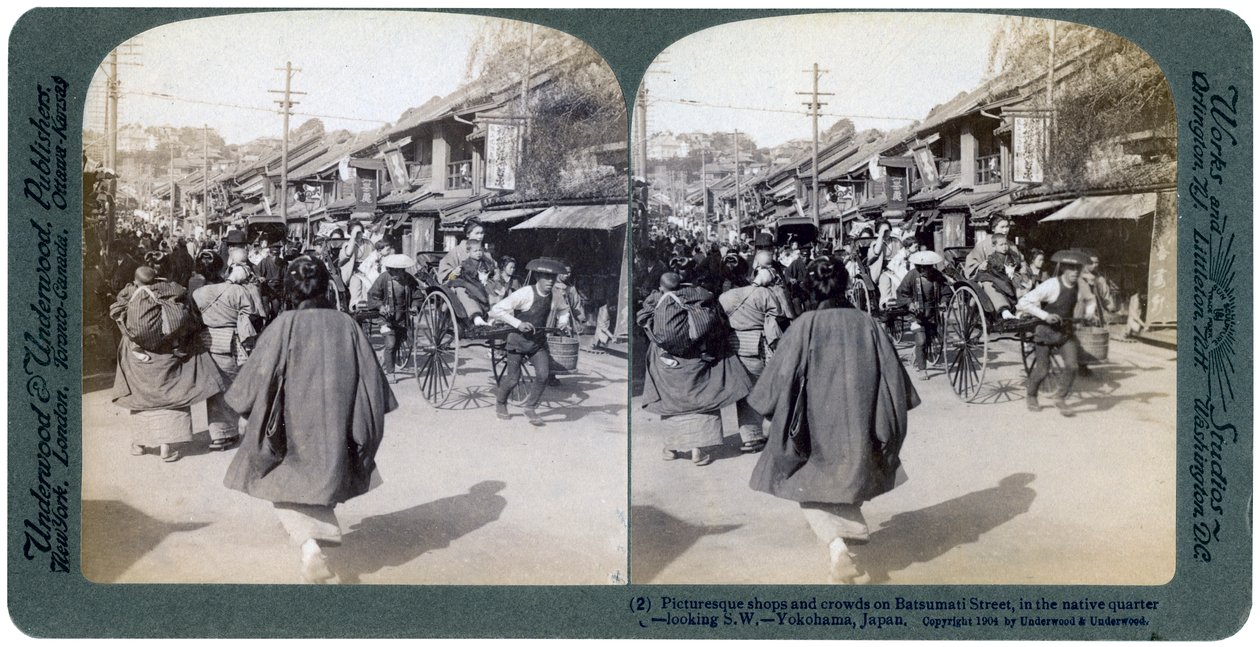 Batsumati street, Yokohama, Japan, 1904. af Underwood and Underwood