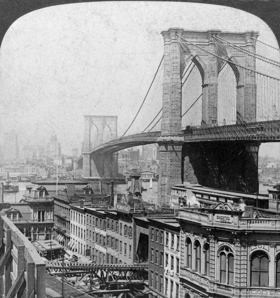 Brooklyn Bridge, New York, USA, 1901. af Underwood and Underwood