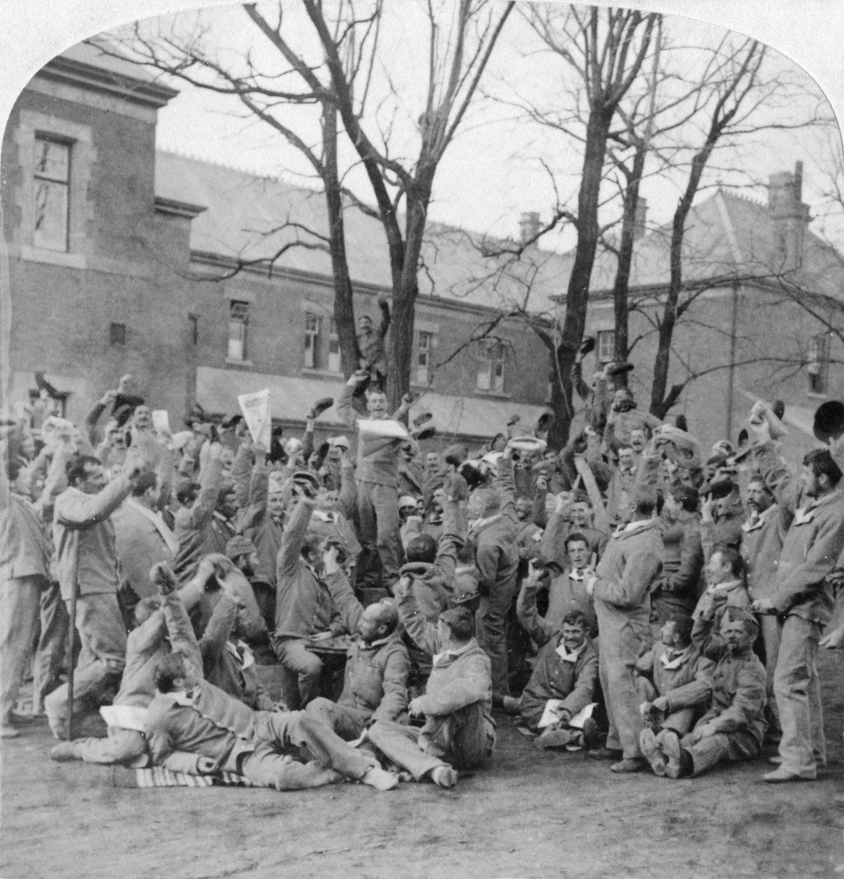 Rekonvalescentsoldater, alment hospital nr. 10, Bloemfontein, Sydafrika, Boer War, 1901 af Underwood and Underwood