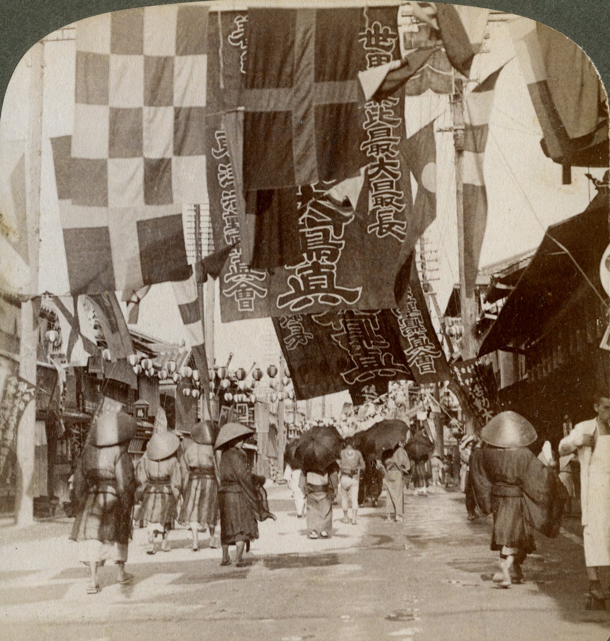 Dotombori, eller Theatre Street, Osaka, Japan, 1904 af Underwood and Underwood