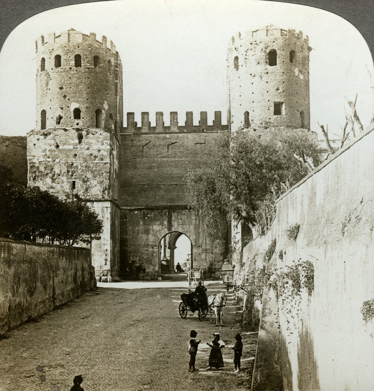 St Sebastians port i Aurelian Wall, Rom, Italien. af Underwood and Underwood