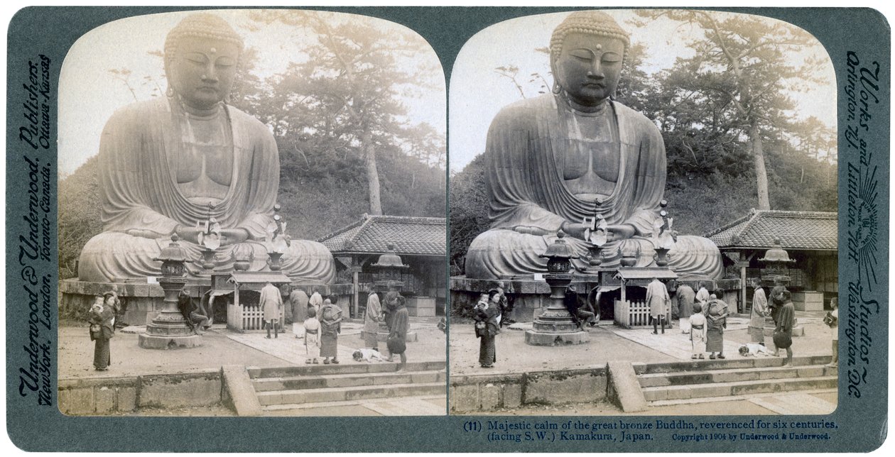 Stor bronze Buddha, Kamakura, Japan, 1904 af Underwood and Underwood
