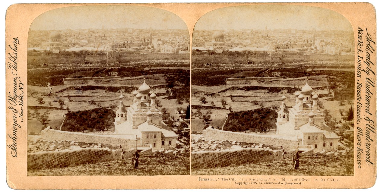 Jerusalem, set fra Oliebjerget, Palæstina, 1897. af Underwood and Underwood